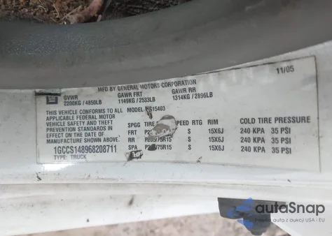 2006 Chevrolet Colorado Work Truck из США, поврежденный, VIN 1GCCS148968208711